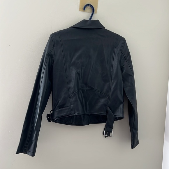 Dynamite Black Leather Jacket Asymmetrical Zipper Moto Style - Picture 2 of 5